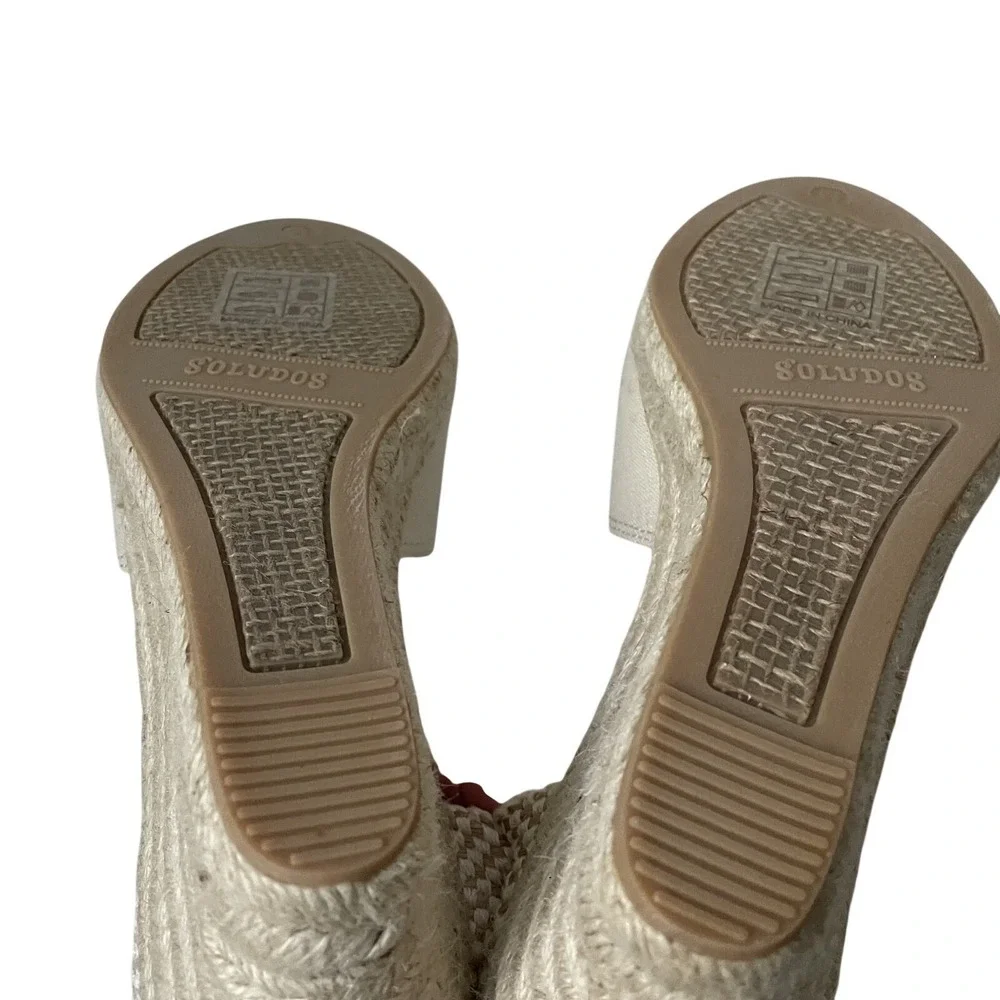 Soludos Marseille Wedge Espadrilles Womens 9.5 EU40 La Concha Ivory Linen Ankle